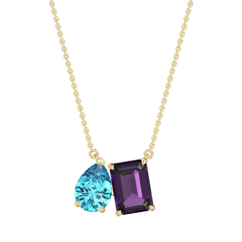 Pear and Emerald Toi et Moi Necklace