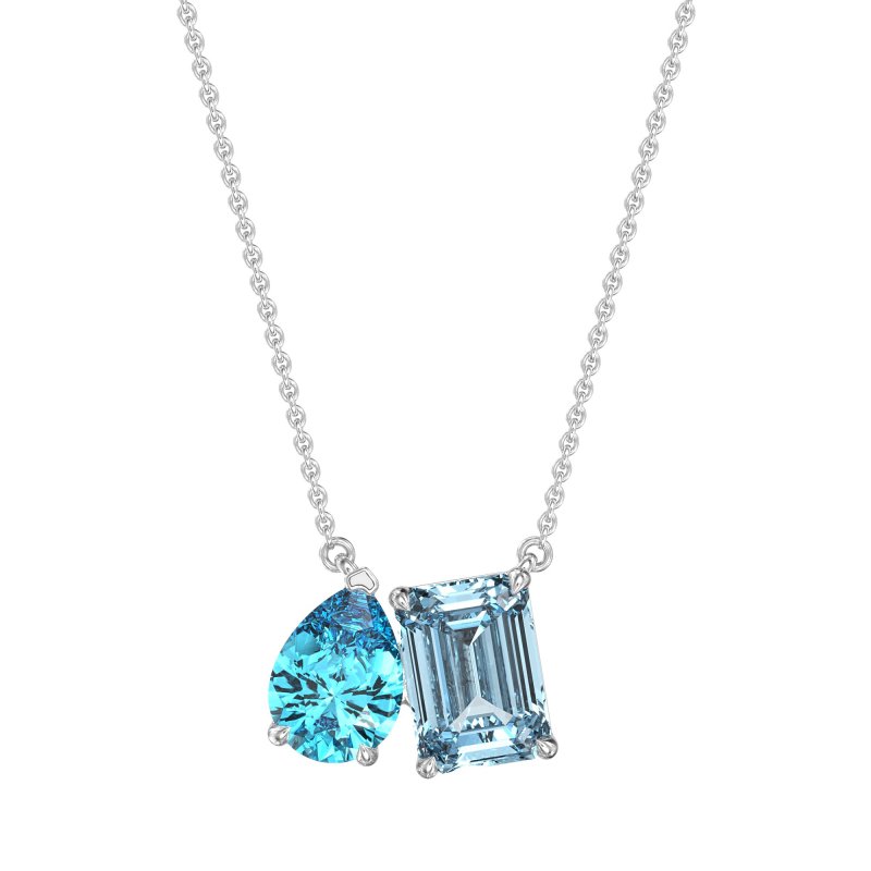 Pear and Emerald Toi et Moi Necklace