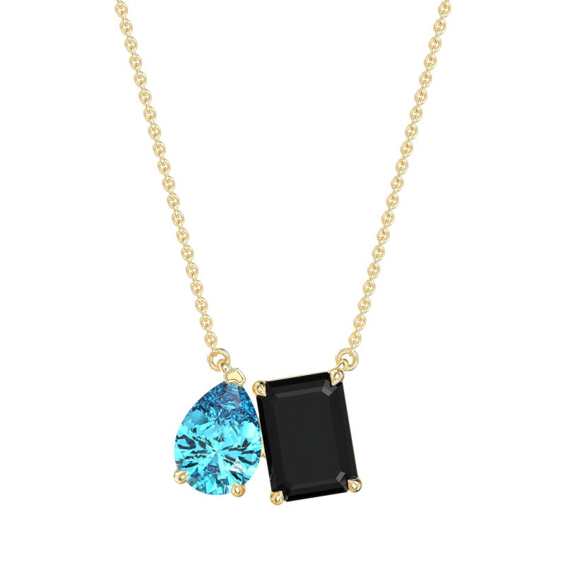 Pear and Emerald Toi et Moi Necklace