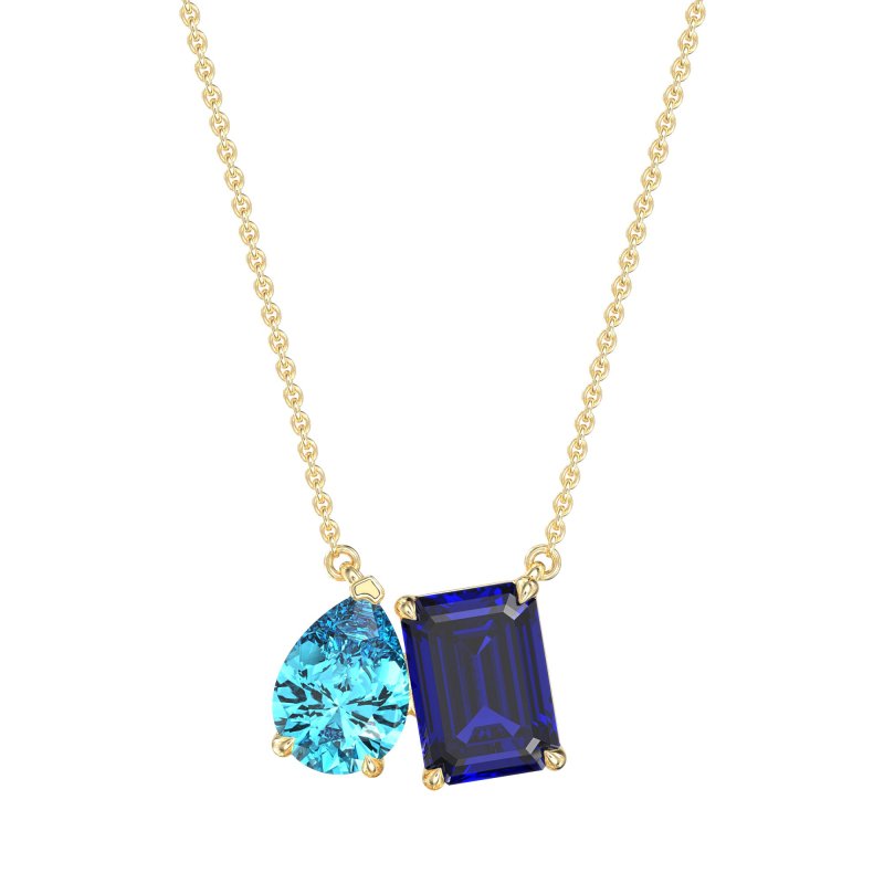 Pear and Emerald Toi et Moi Necklace