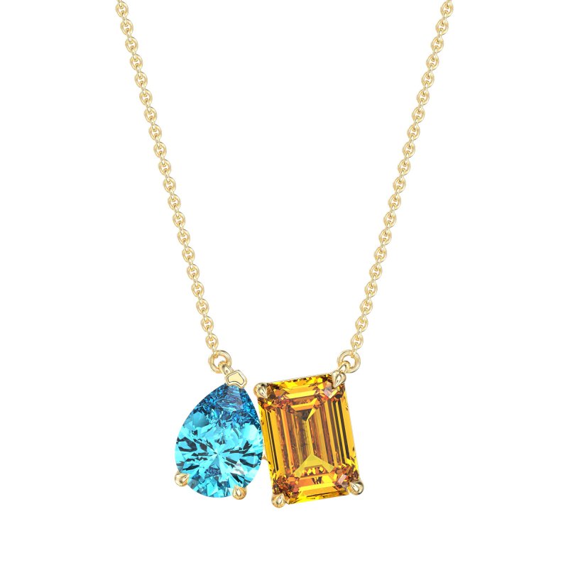 Pear and Emerald Toi et Moi Necklace