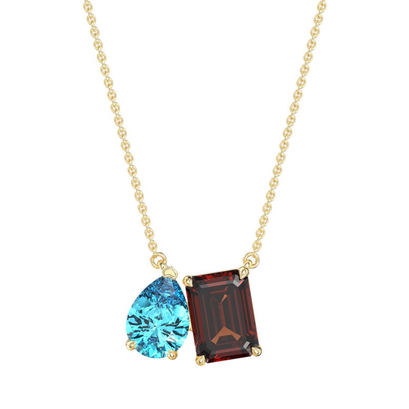 Pear and Emerald Toi et Moi Necklace
