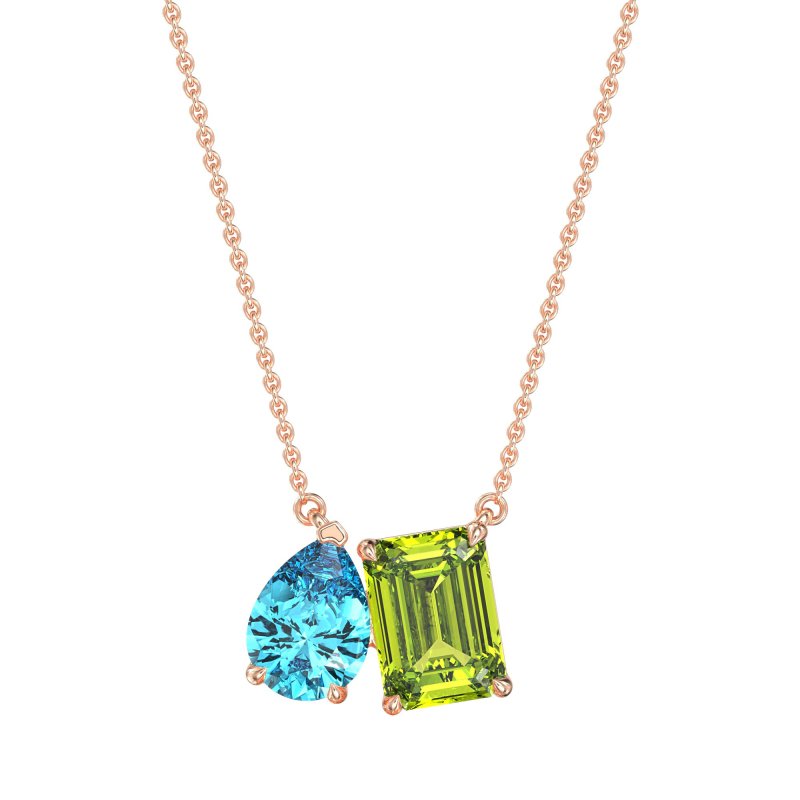 Pear and Emerald Toi et Moi Necklace