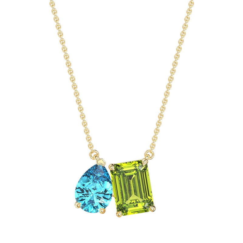 Pear and Emerald Toi et Moi Necklace