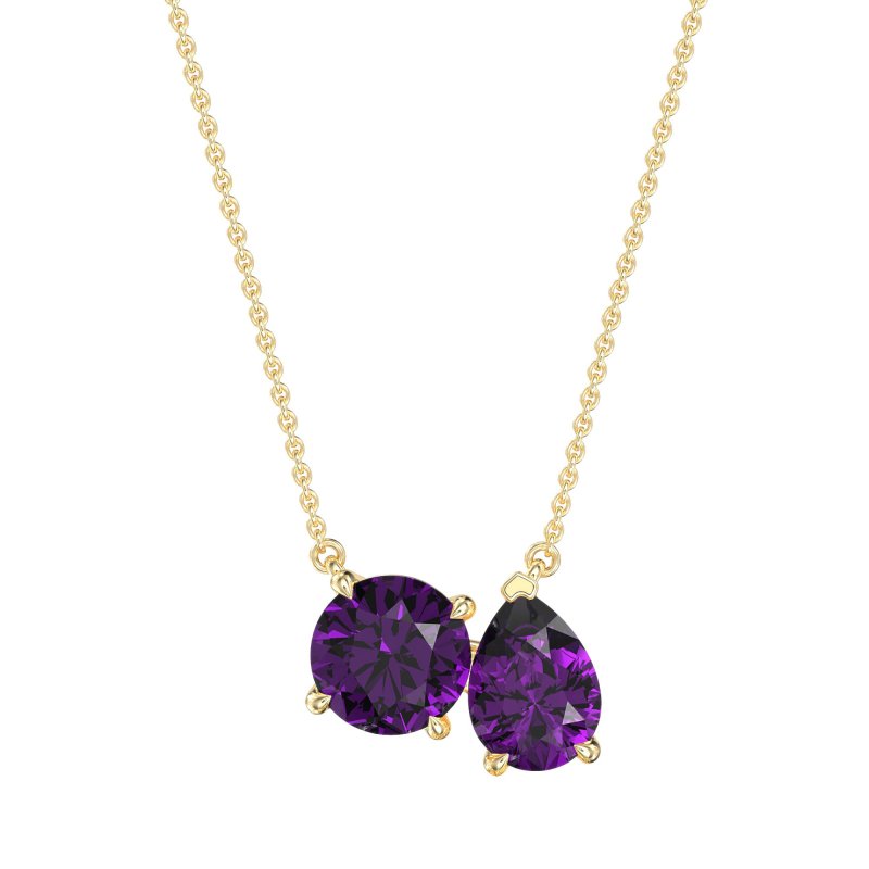 Round and Pear Toi et Moi Necklace