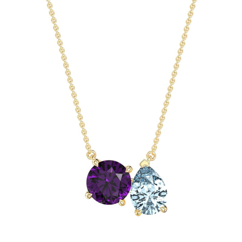Round and Pear Toi et Moi Necklace