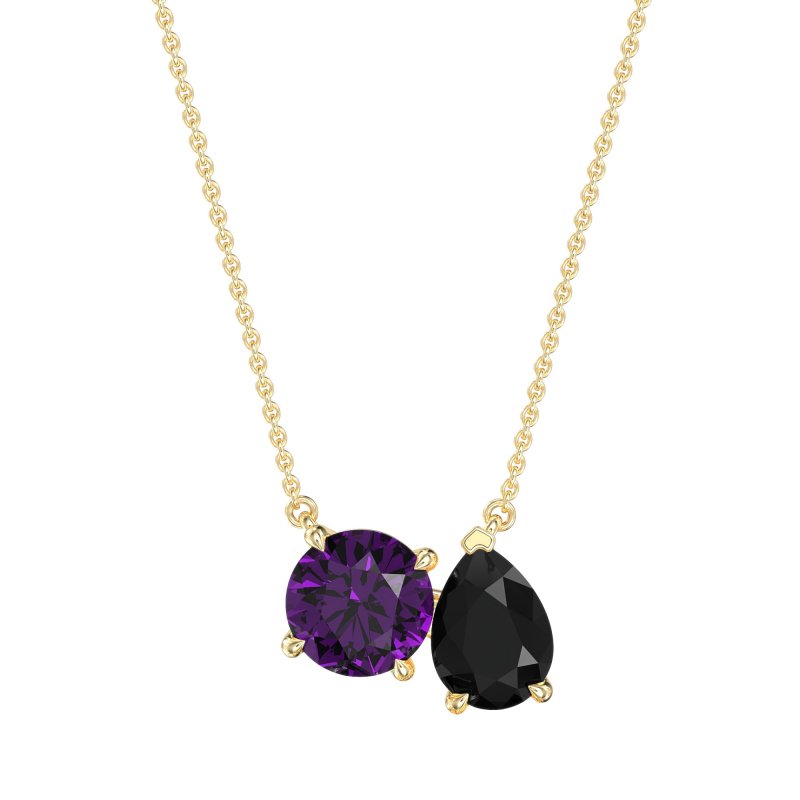 Round and Pear Toi et Moi Necklace