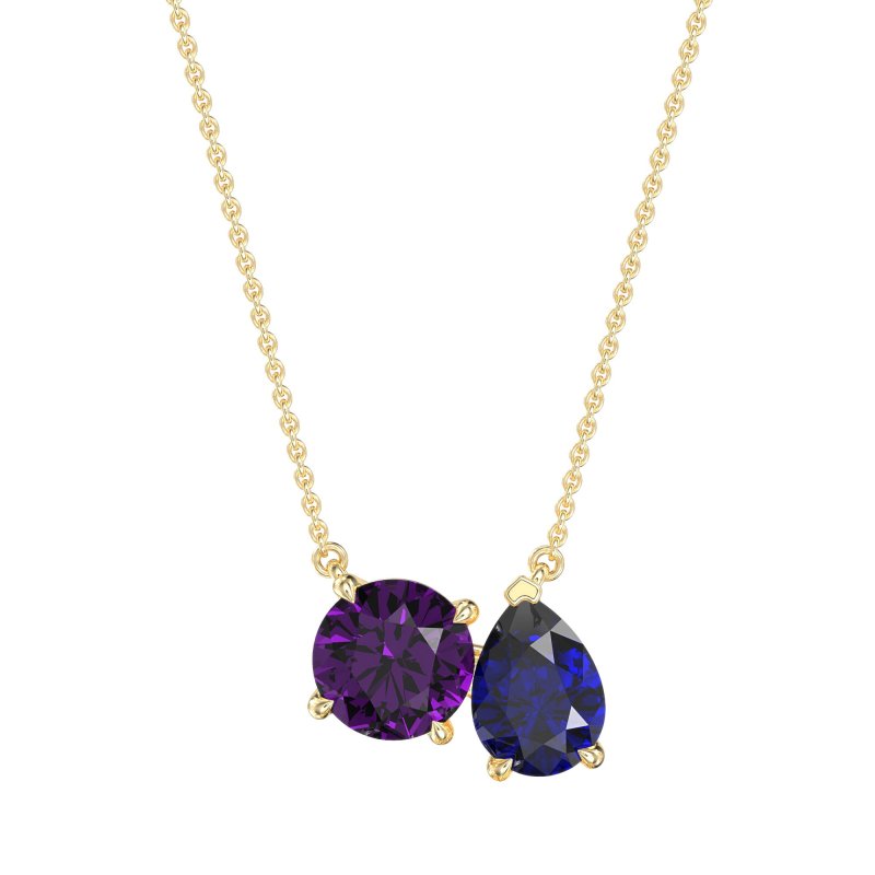 Round and Pear Toi et Moi Necklace