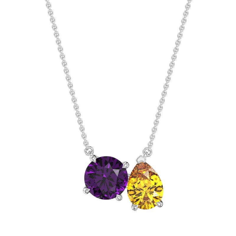 Round and Pear Toi et Moi Necklace