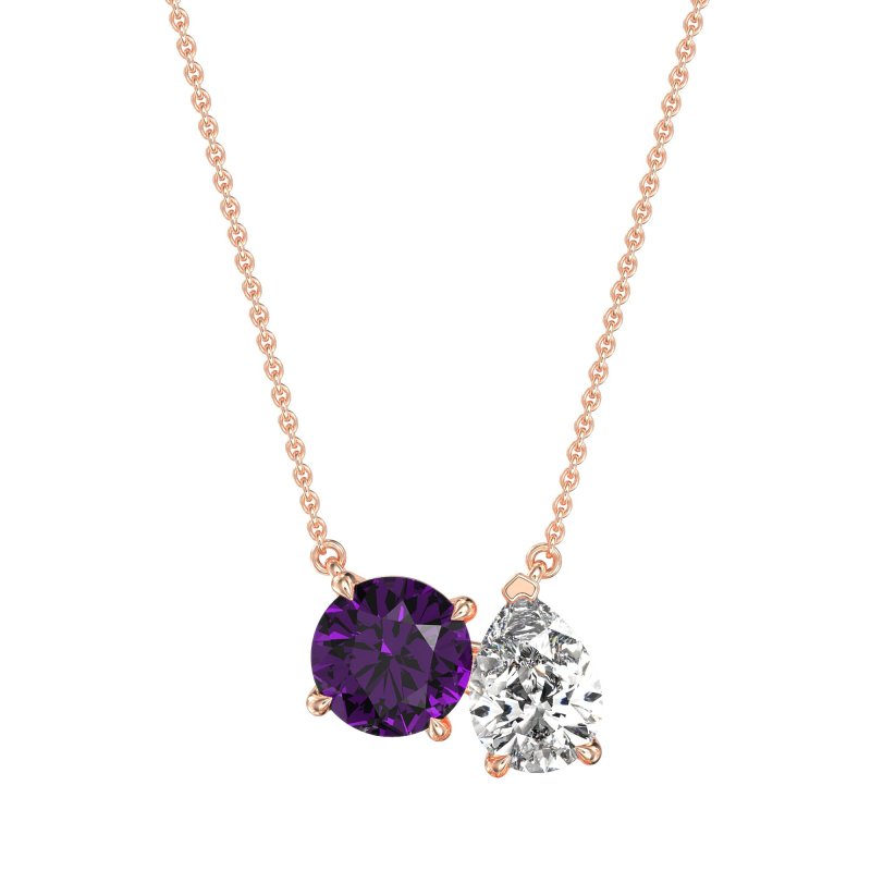Round and Pear Toi et Moi Necklace