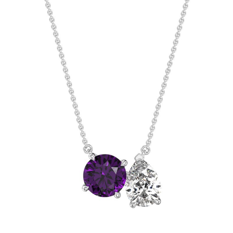 Round and Pear Toi et Moi Necklace