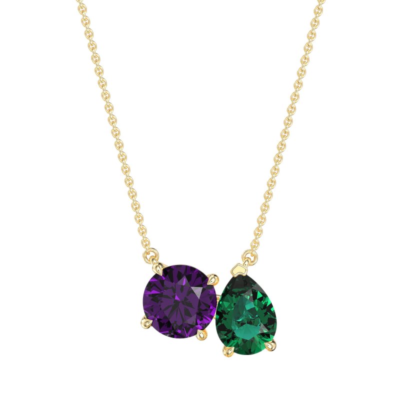 Round and Pear Toi et Moi Necklace