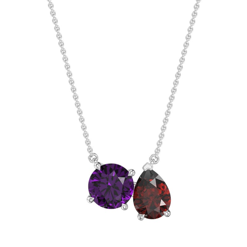 Round and Pear Toi et Moi Necklace