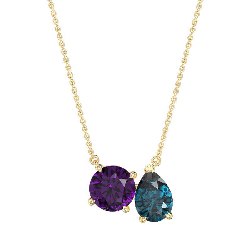 Round and Pear Toi et Moi Necklace