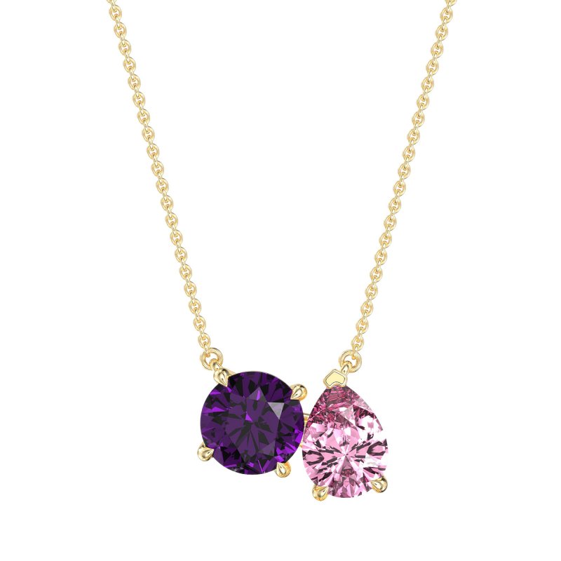 Round and Pear Toi et Moi Necklace