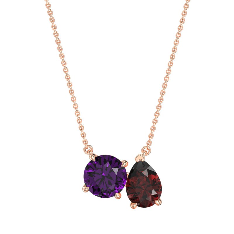 Round and Pear Toi et Moi Necklace