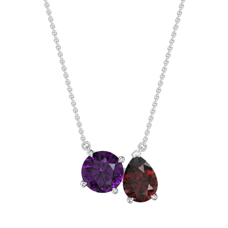 Round and Pear Toi et Moi Necklace