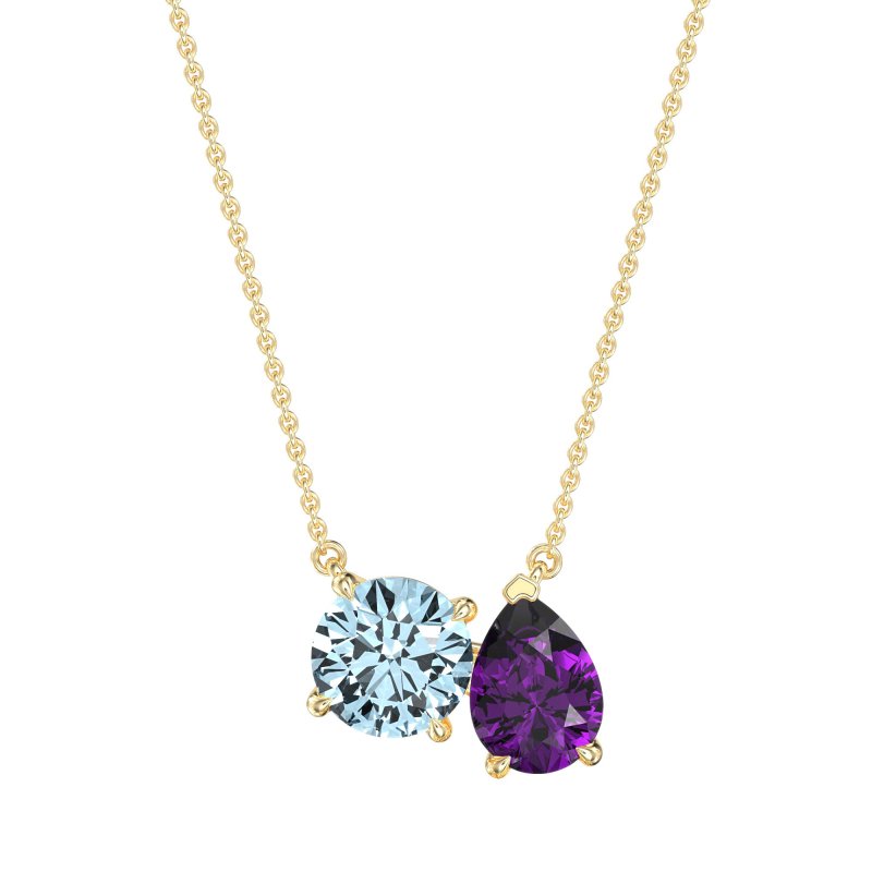 Round and Pear Toi et Moi Necklace