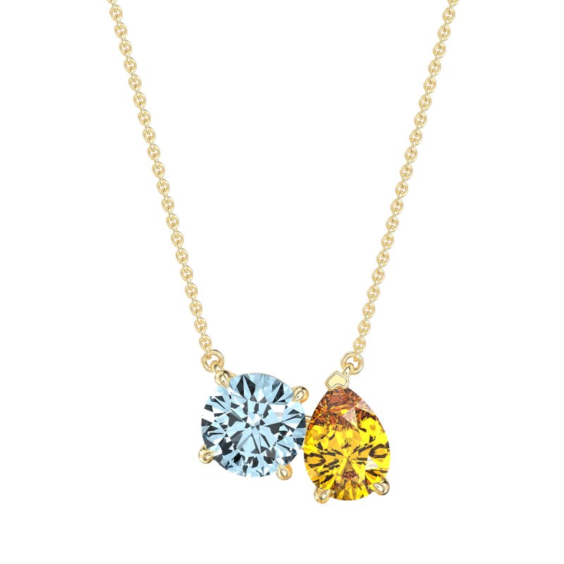 Round and Pear Toi et Moi Necklace