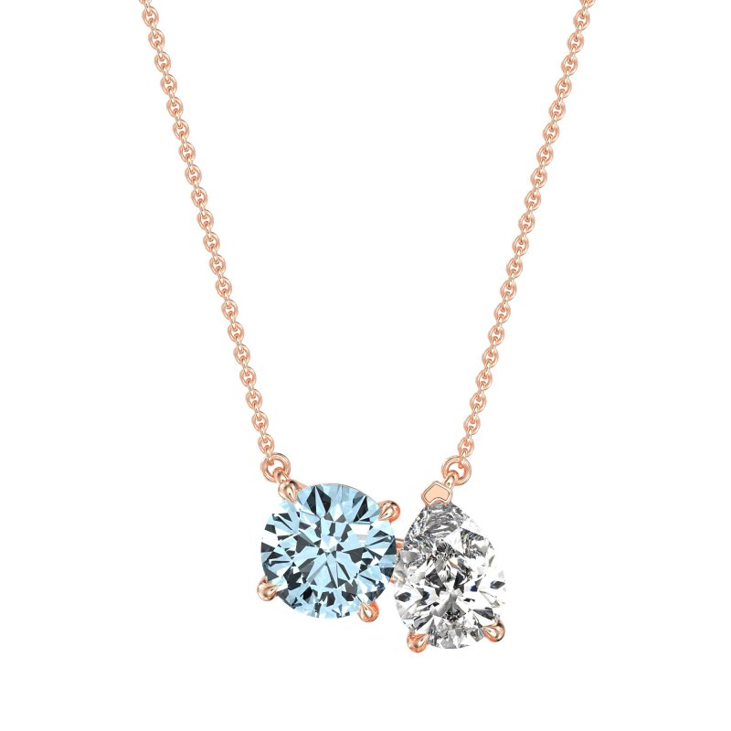 Round and Pear Toi et Moi Necklace