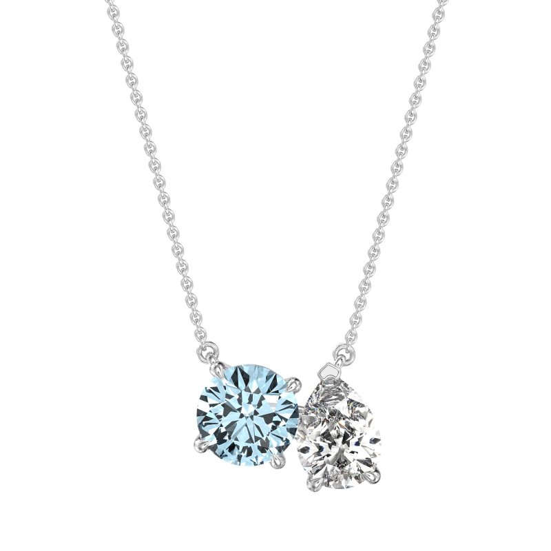 Round and Pear Toi et Moi Necklace