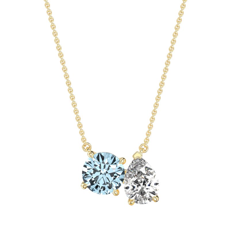 Round and Pear Toi et Moi Necklace
