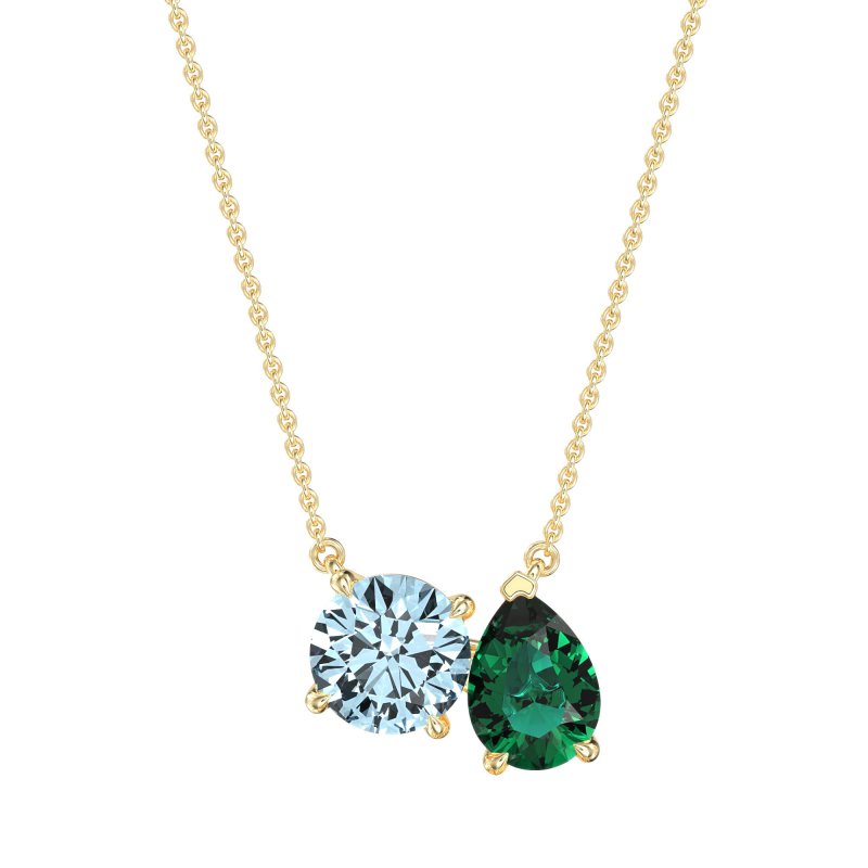Round and Pear Toi et Moi Necklace