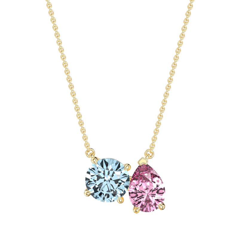 Round and Pear Toi et Moi Necklace