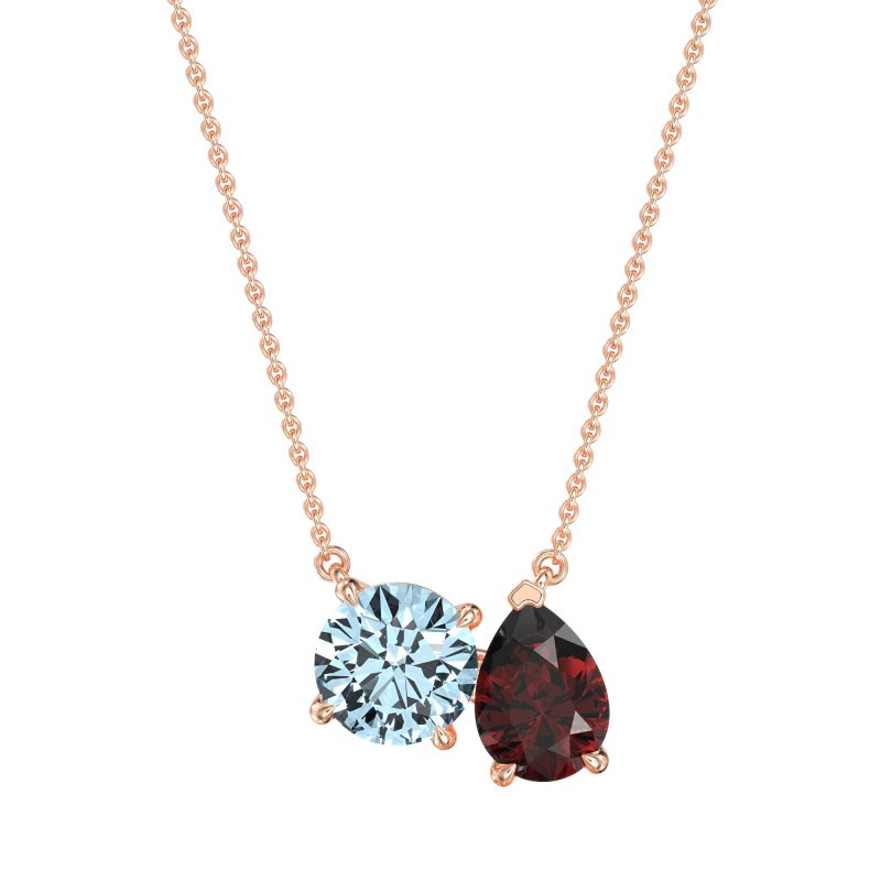 Round and Pear Toi et Moi Necklace