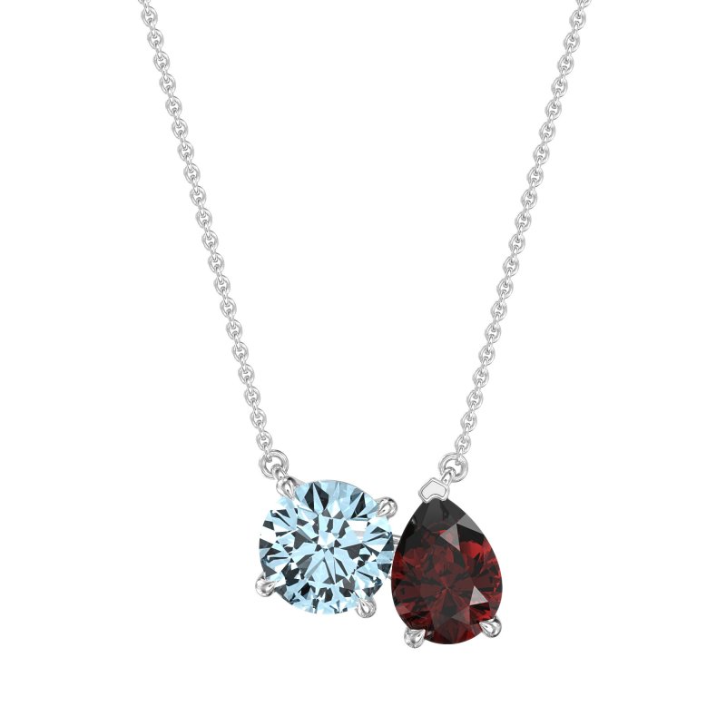 Round and Pear Toi et Moi Necklace