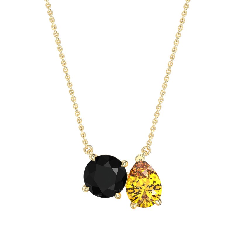 Round and Pear Toi et Moi Necklace