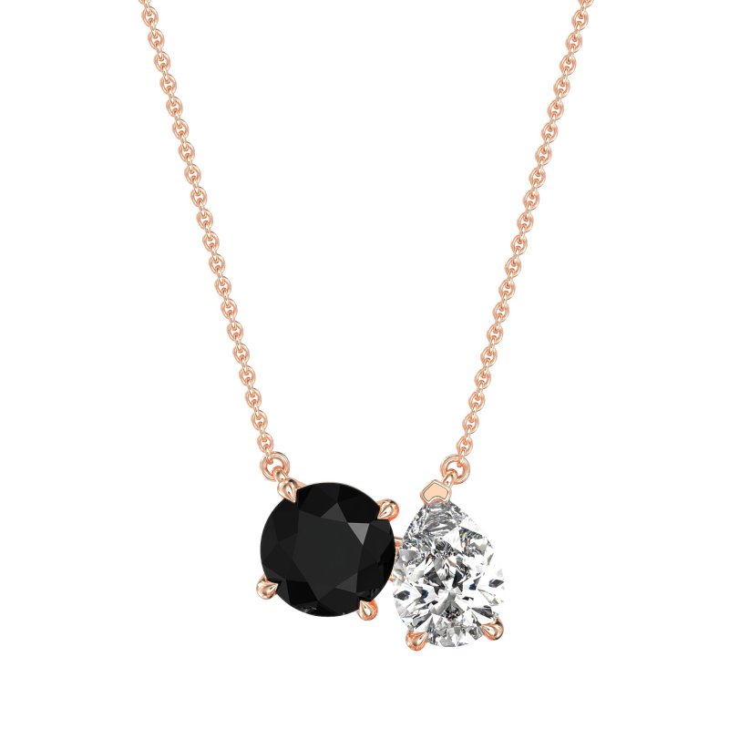 Round and Pear Toi et Moi Necklace