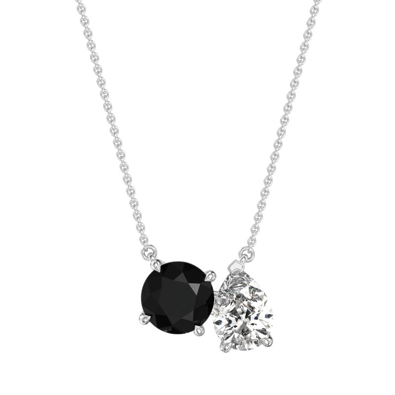 Round and Pear Toi et Moi Necklace