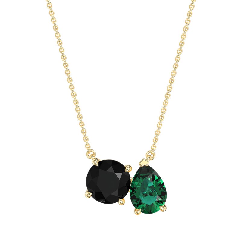 Round and Pear Toi et Moi Necklace