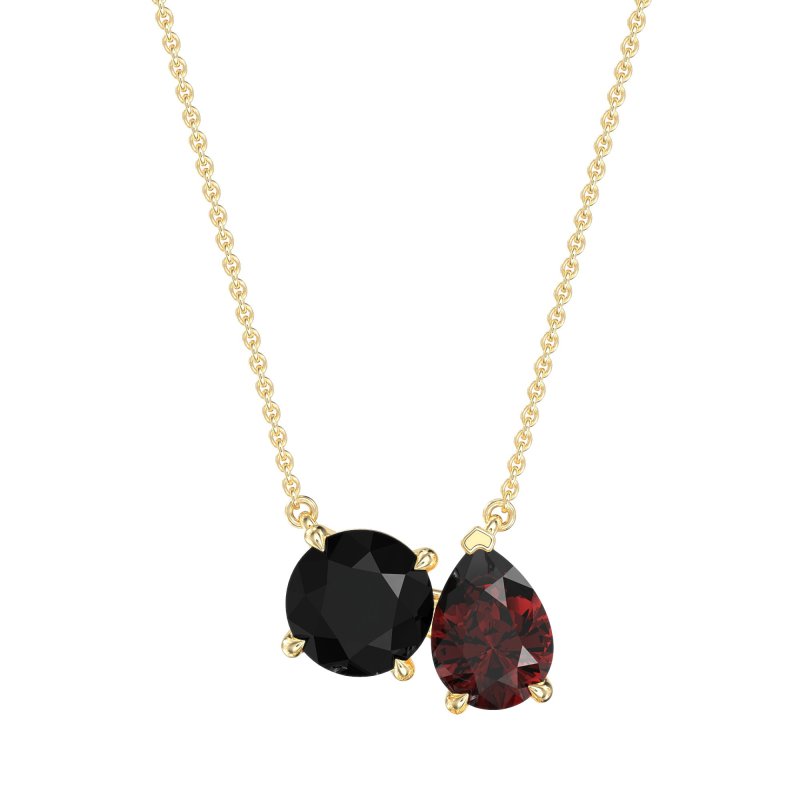 Round and Pear Toi et Moi Necklace