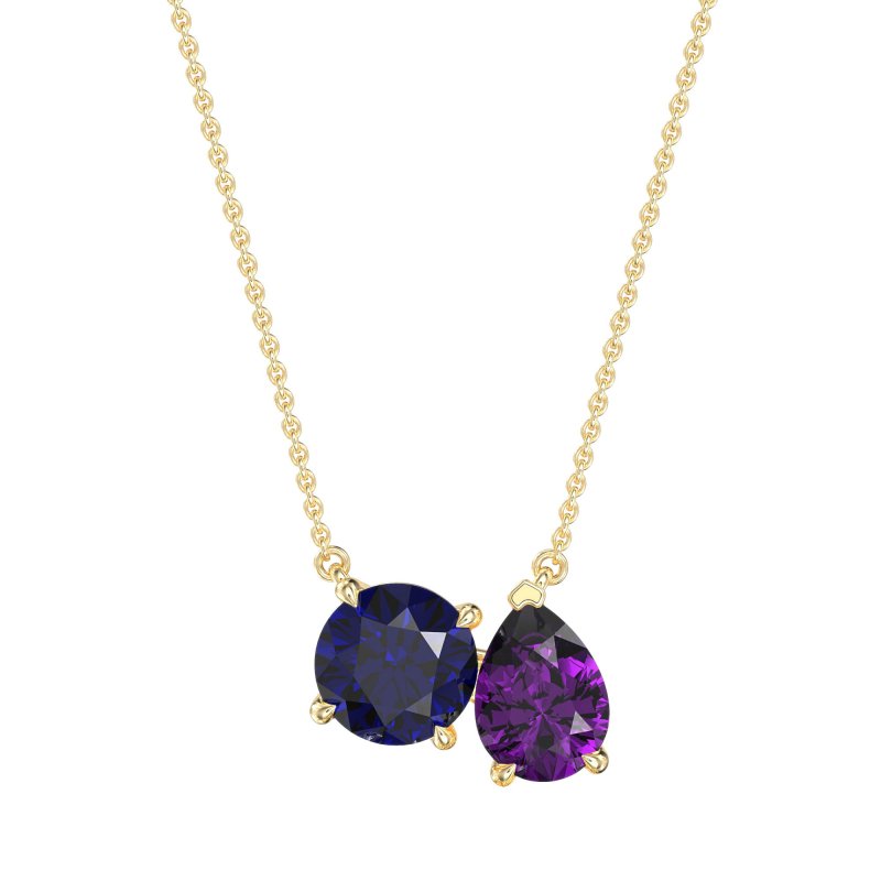 Round and Pear Toi et Moi Necklace