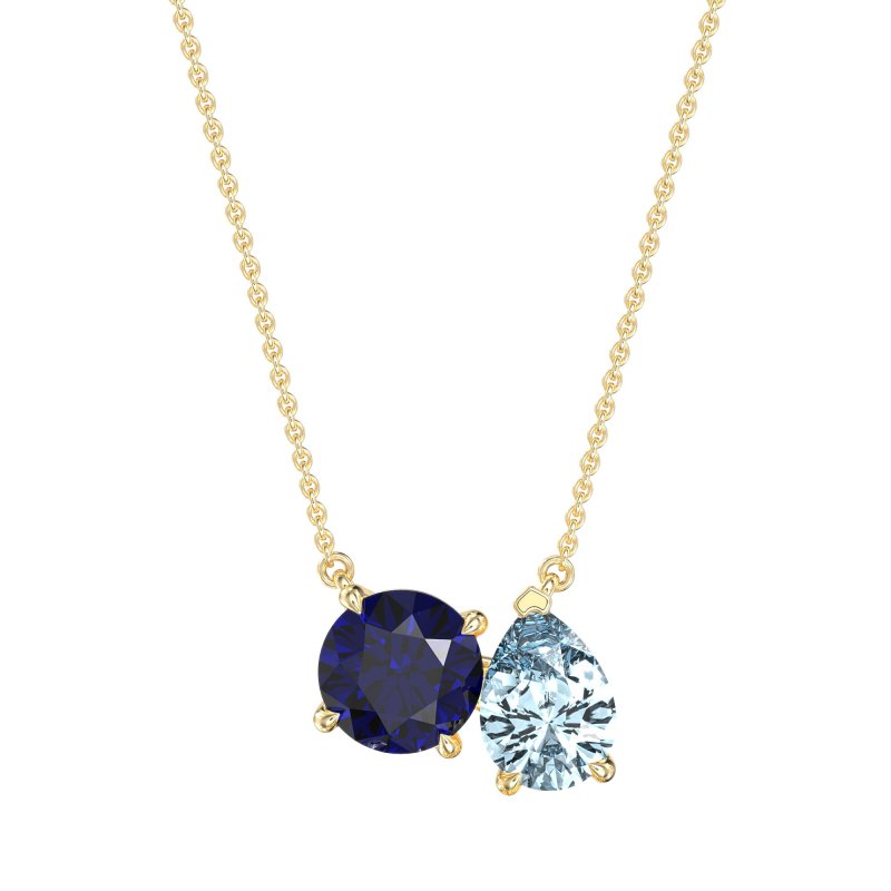Round and Pear Toi et Moi Necklace