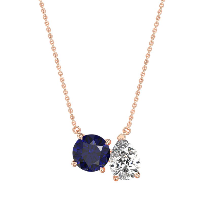 Round and Pear Toi et Moi Necklace