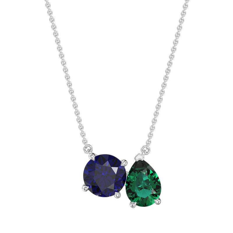 Round and Pear Toi et Moi Necklace