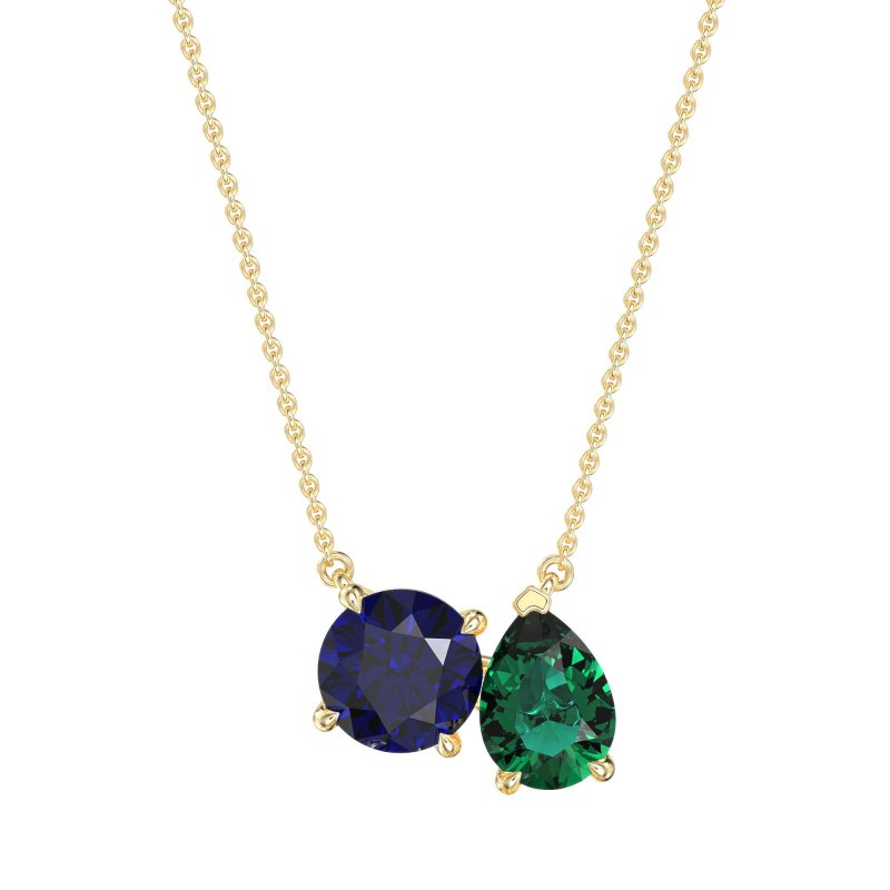 Round and Pear Toi et Moi Necklace