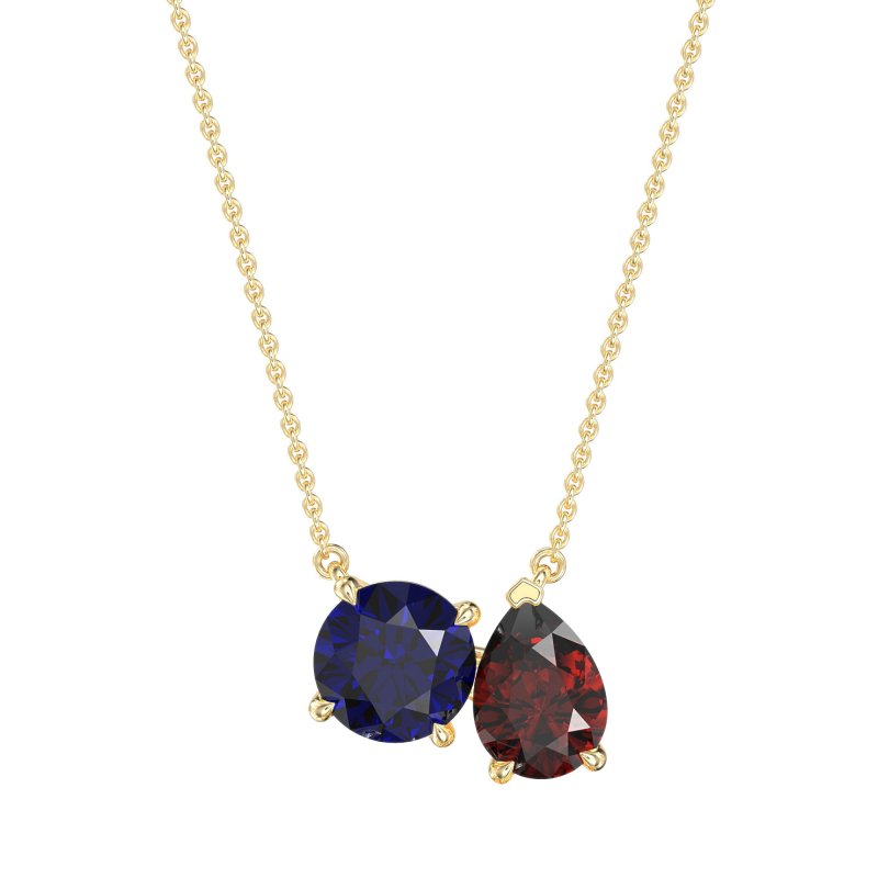 Round and Pear Toi et Moi Necklace