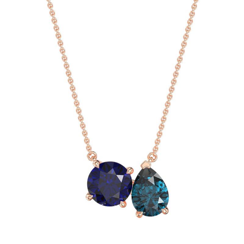Round and Pear Toi et Moi Necklace