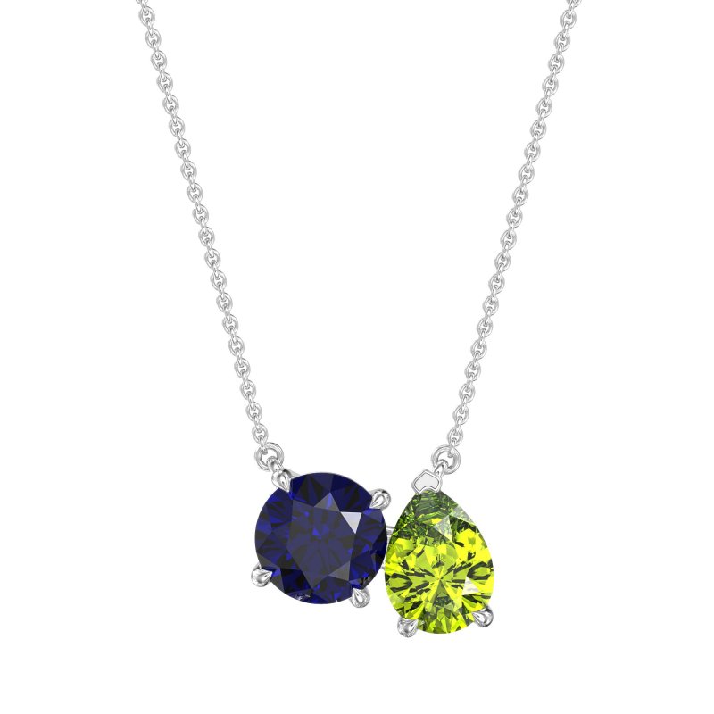 Round and Pear Toi et Moi Necklace