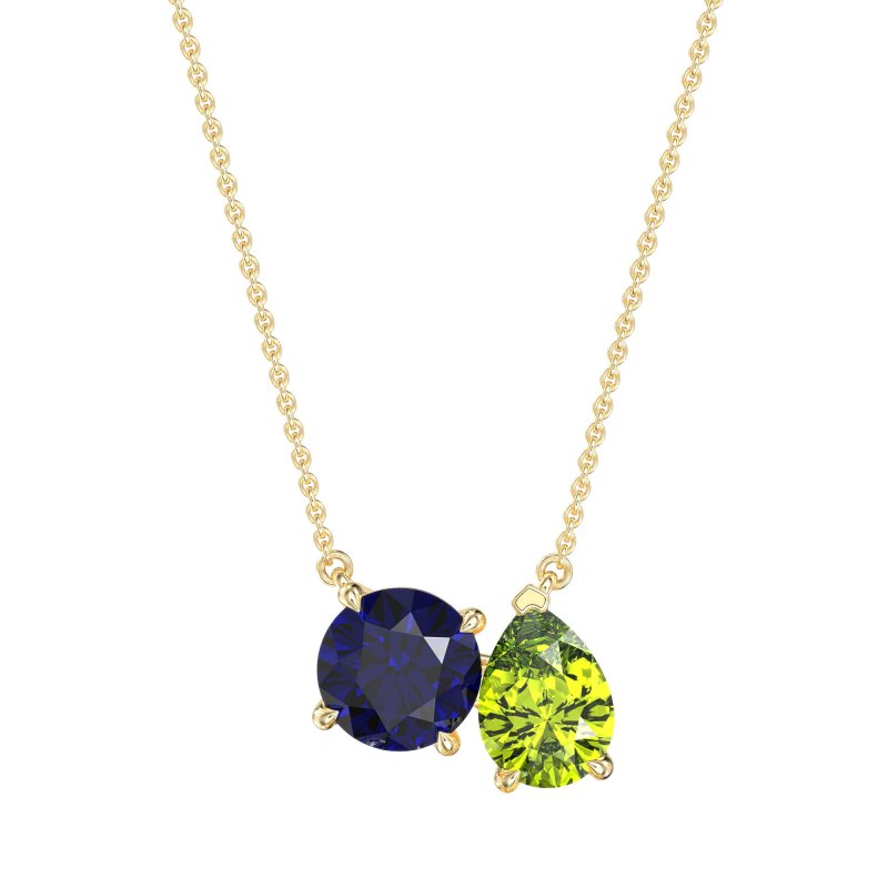 Round and Pear Toi et Moi Necklace