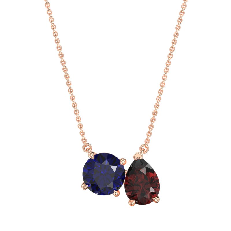 Round and Pear Toi et Moi Necklace