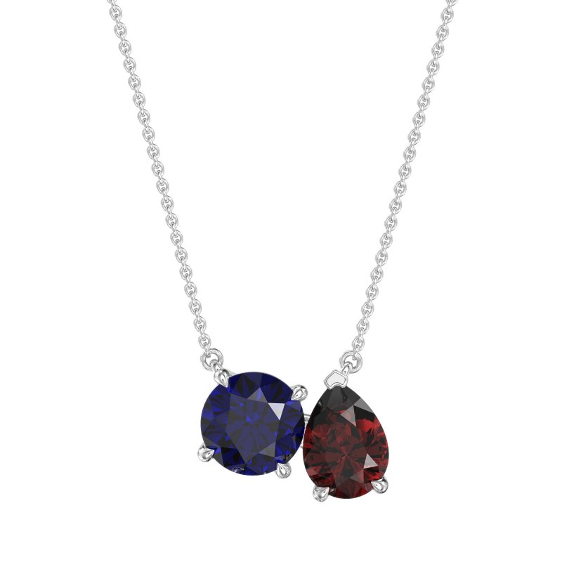Round and Pear Toi et Moi Necklace