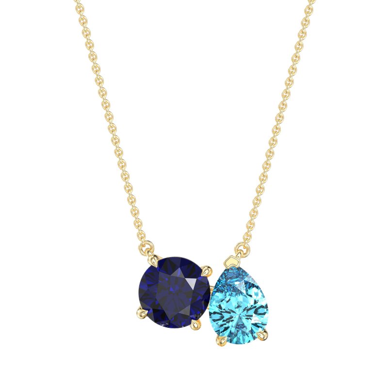 Round and Pear Toi et Moi Necklace