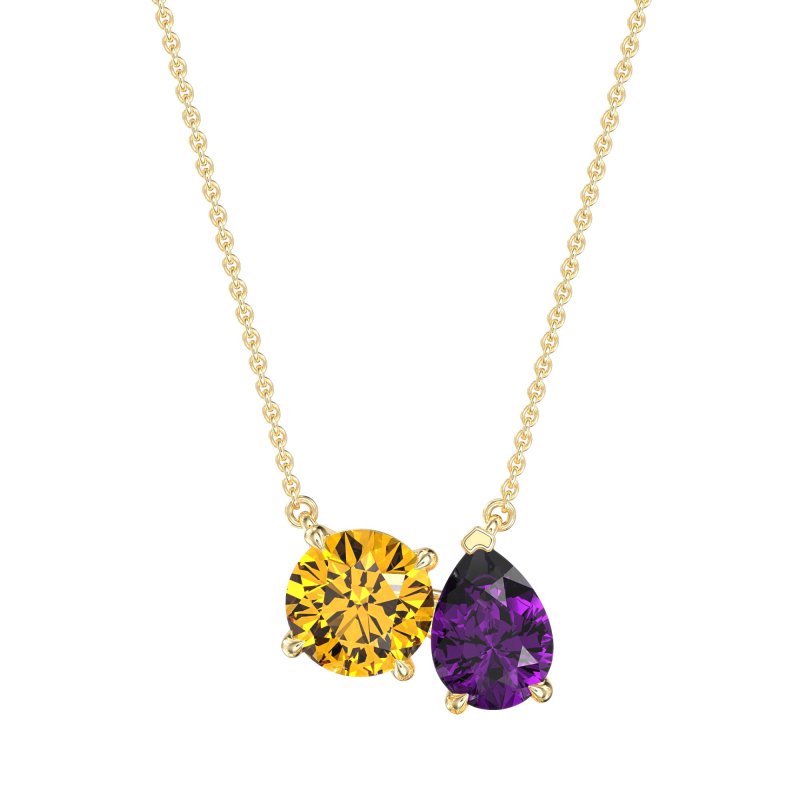 Round and Pear Toi et Moi Necklace
