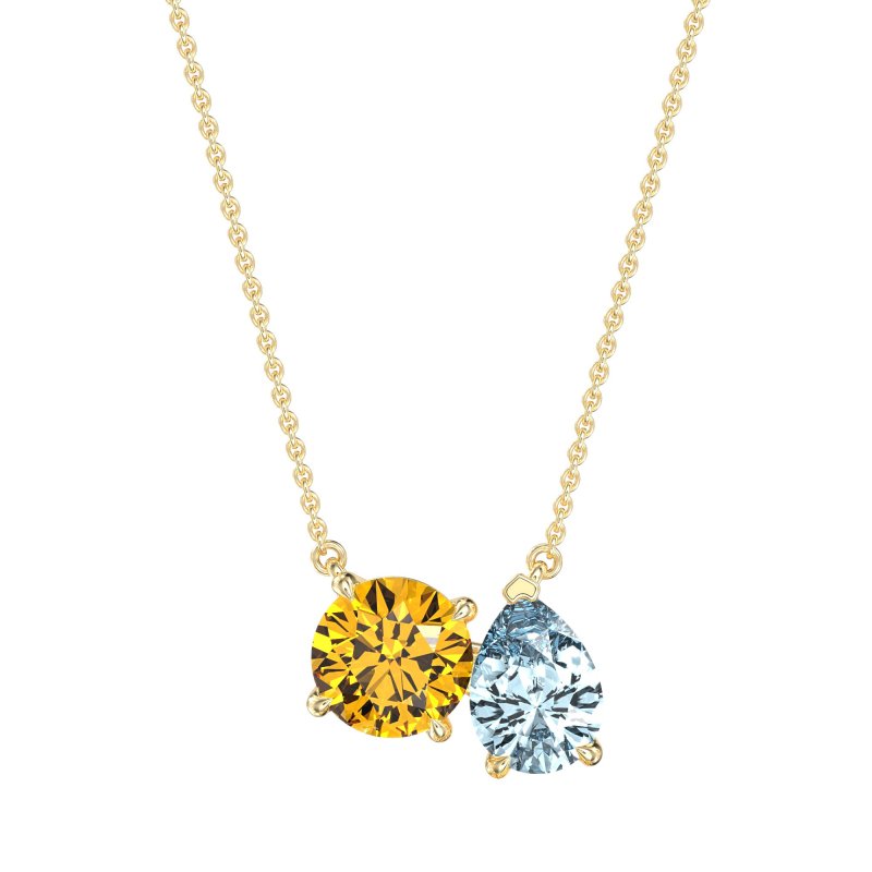 Round and Pear Toi et Moi Necklace