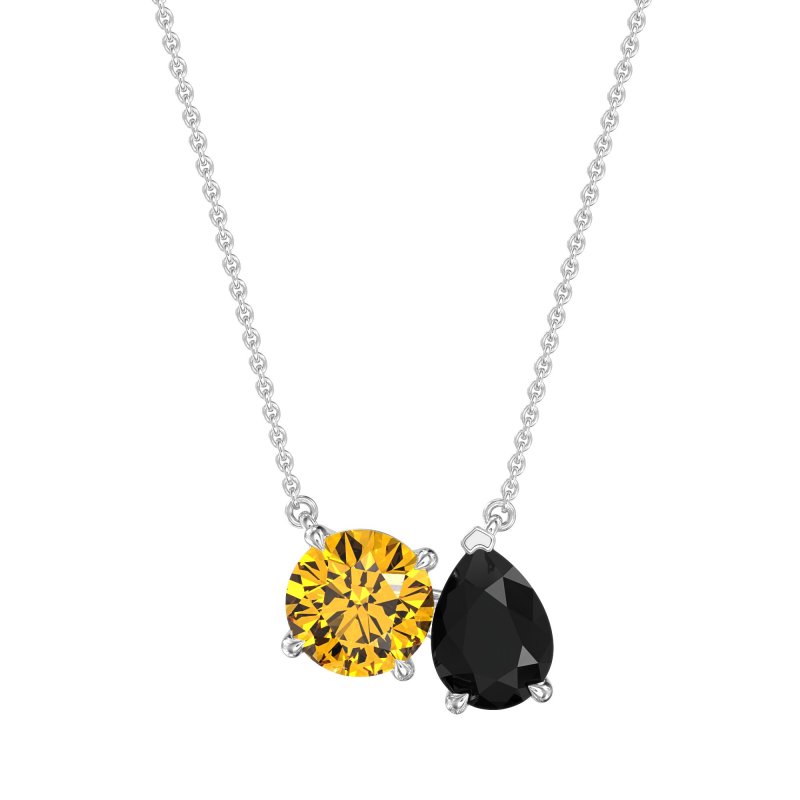 Round and Pear Toi et Moi Necklace